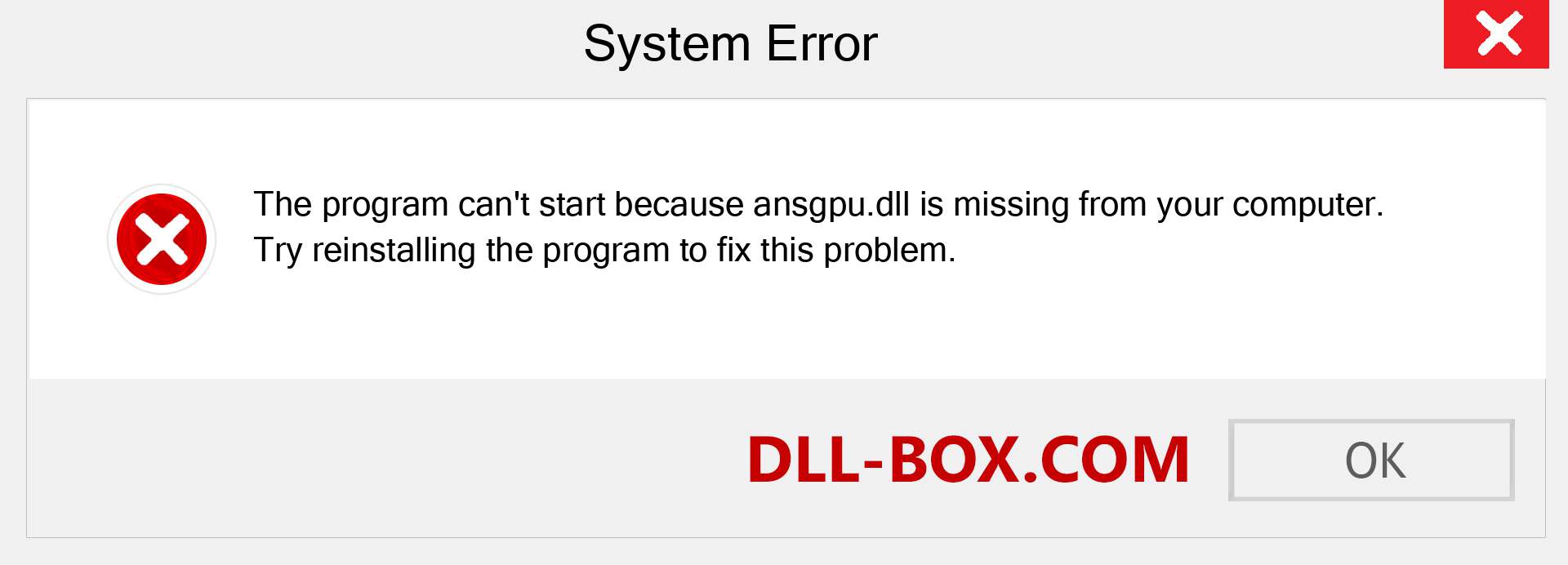  ansgpu.dll file is missing?. Download for Windows 7, 8, 10 - Fix  ansgpu dll Missing Error on Windows, photos, images